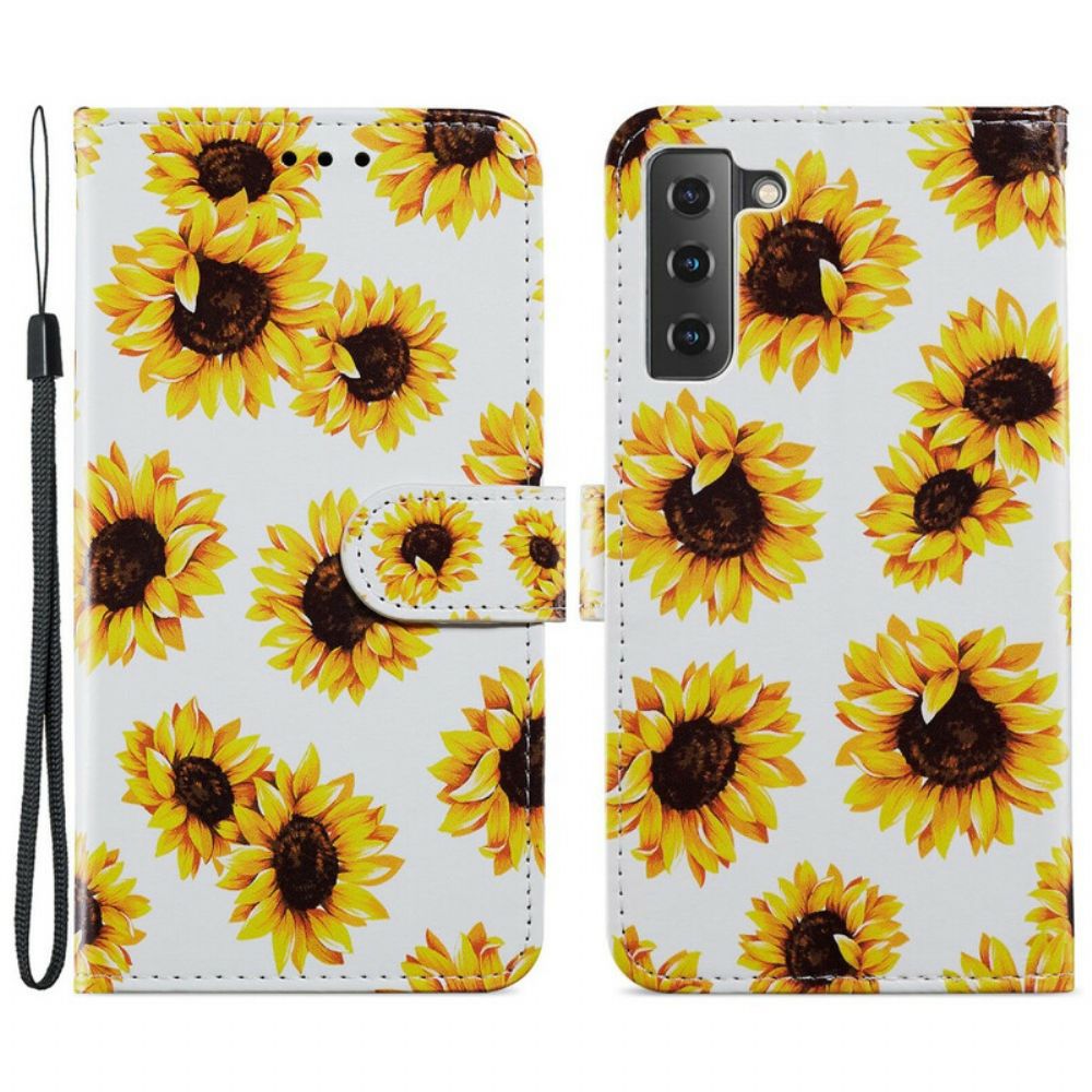 Folio-hoesje voor Samsung Galaxy S21 FE Zonnebloemen