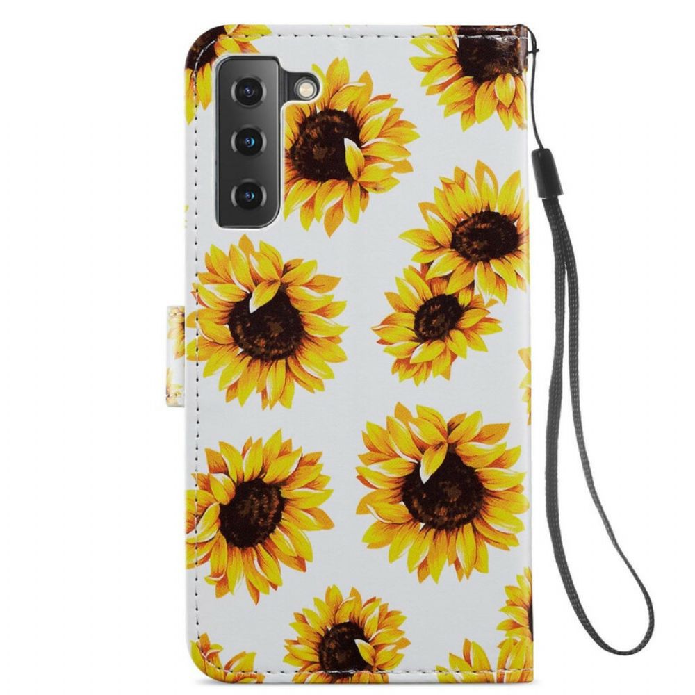 Folio-hoesje voor Samsung Galaxy S21 FE Zonnebloemen