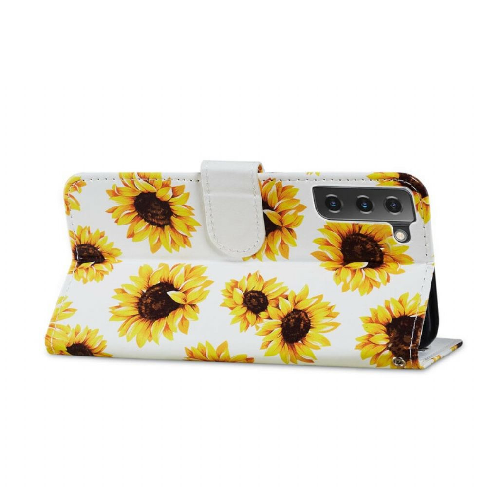 Folio-hoesje voor Samsung Galaxy S21 FE Zonnebloemen