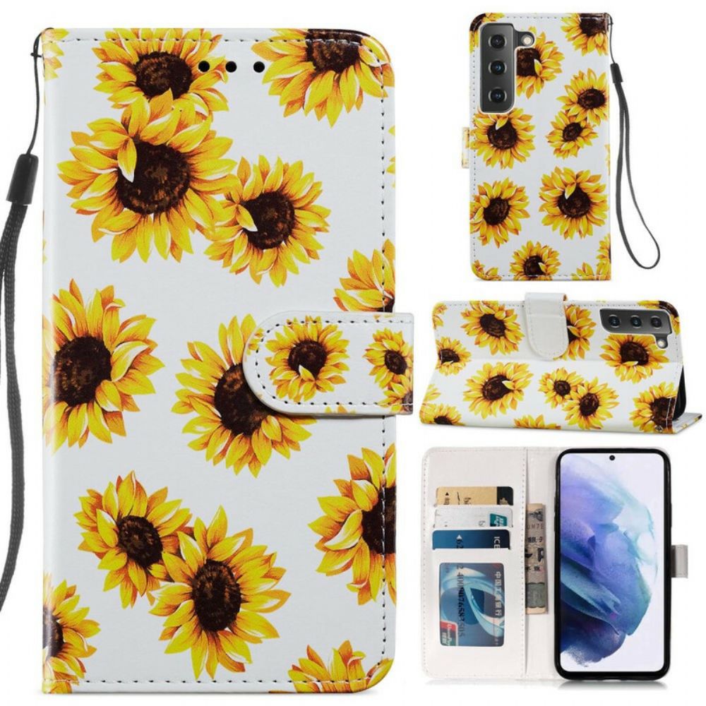 Folio-hoesje voor Samsung Galaxy S21 FE Zonnebloemen