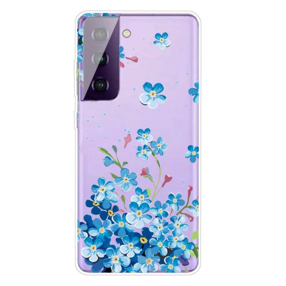 Hoesje voor Samsung Galaxy S21 FE Blauwe Bloemen