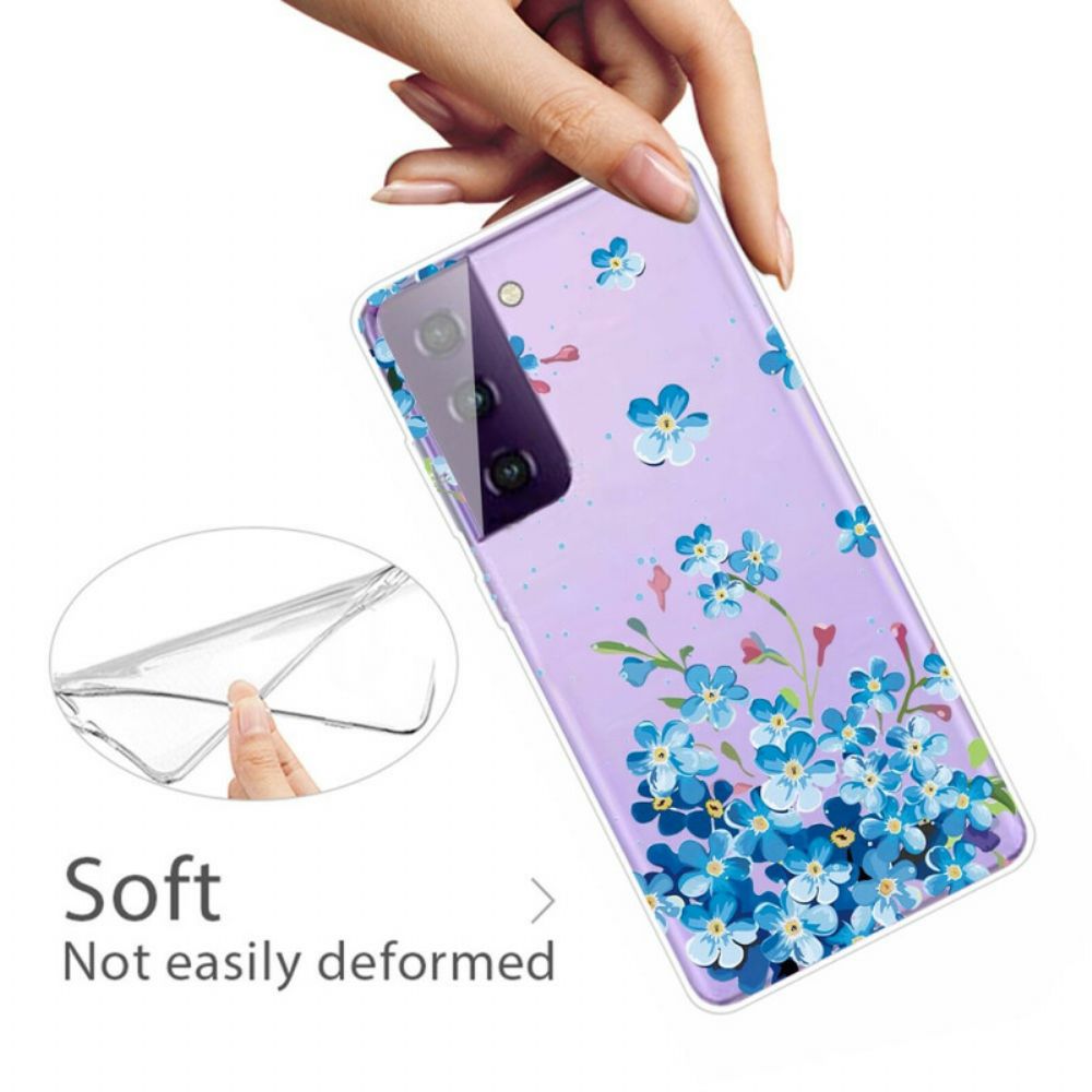 Hoesje voor Samsung Galaxy S21 FE Blauwe Bloemen