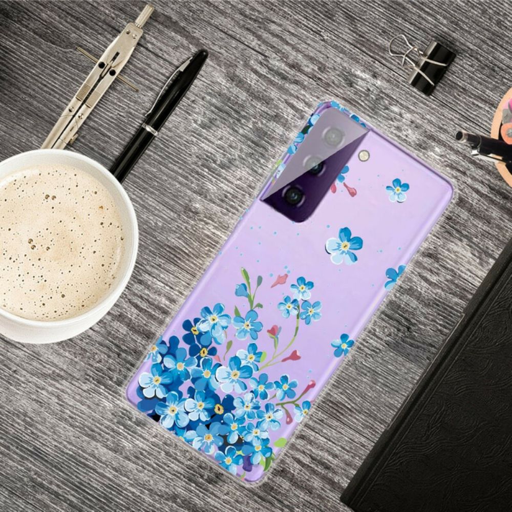 Hoesje voor Samsung Galaxy S21 FE Blauwe Bloemen