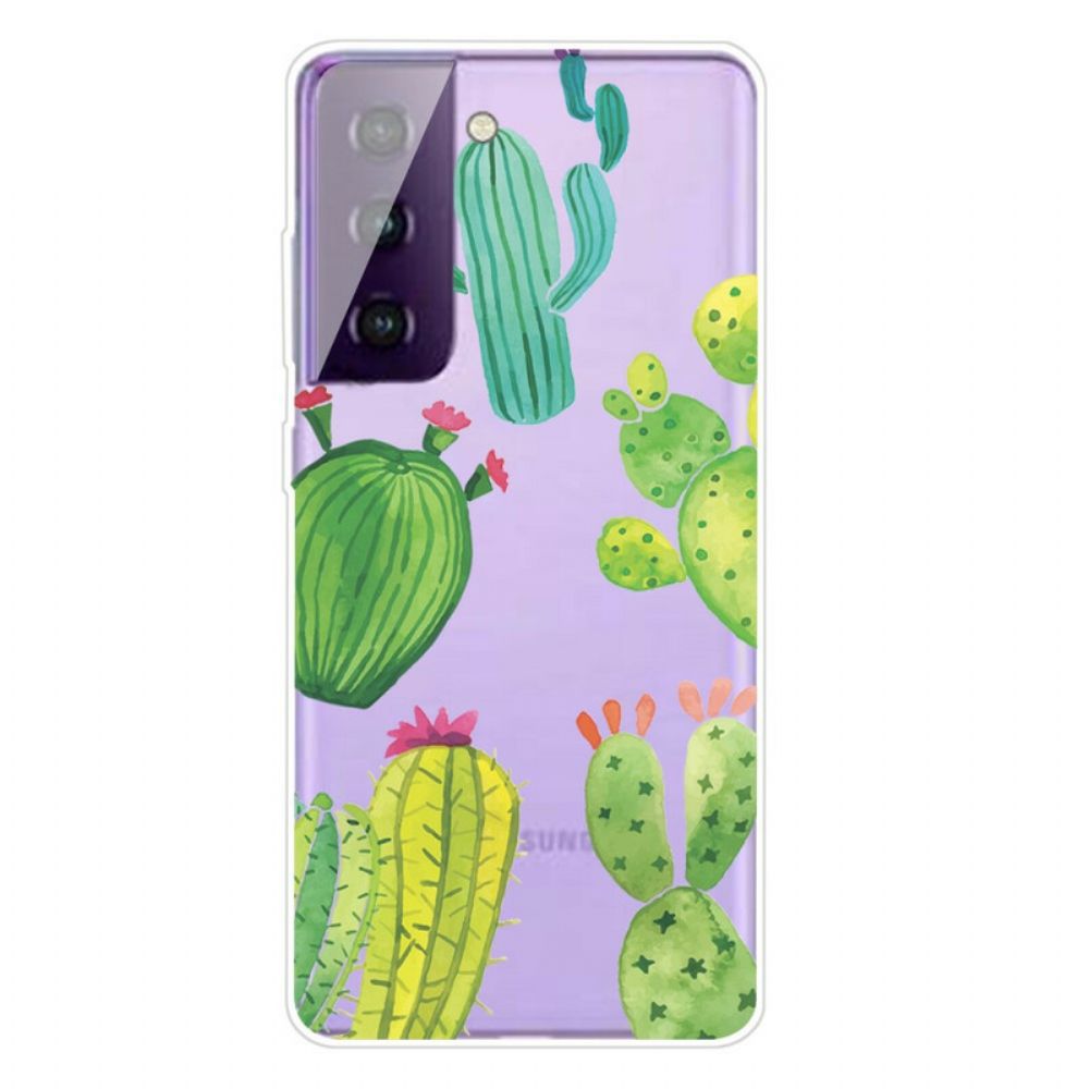 Hoesje voor Samsung Galaxy S21 FE Cactus Aquarel