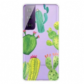 Hoesje voor Samsung Galaxy S21 FE Cactus Aquarel