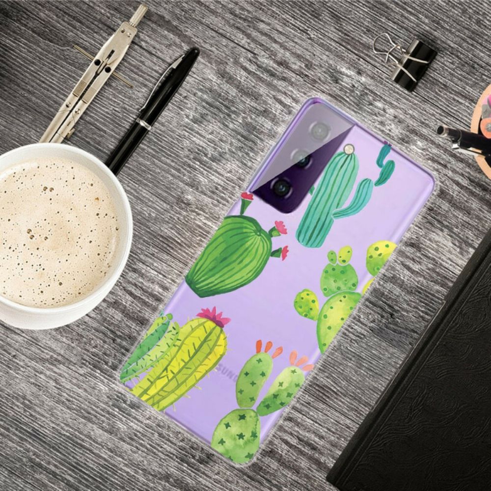 Hoesje voor Samsung Galaxy S21 FE Cactus Aquarel