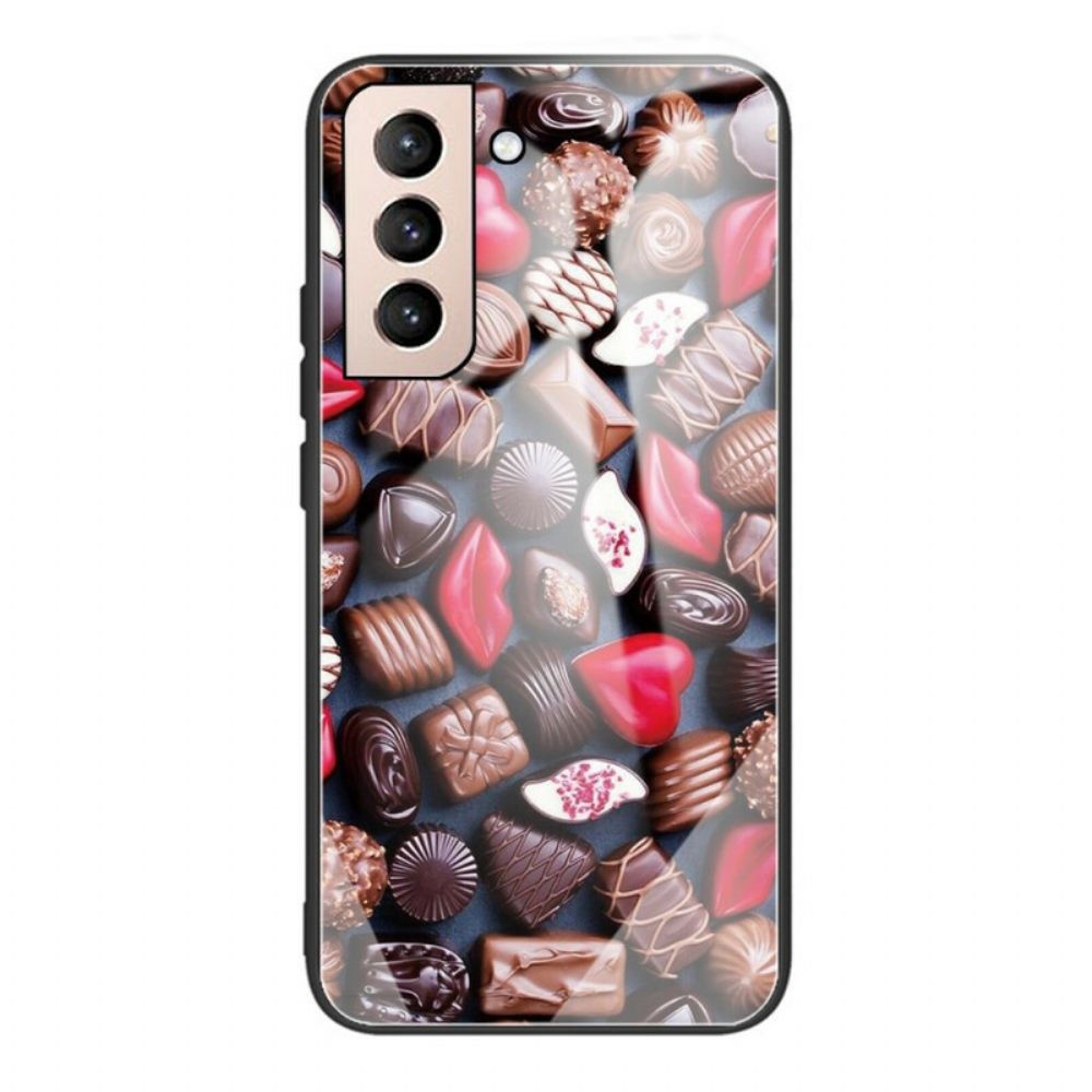 Hoesje voor Samsung Galaxy S21 FE Chocolade Gehard Glas