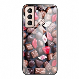 Hoesje voor Samsung Galaxy S21 FE Chocolade Gehard Glas