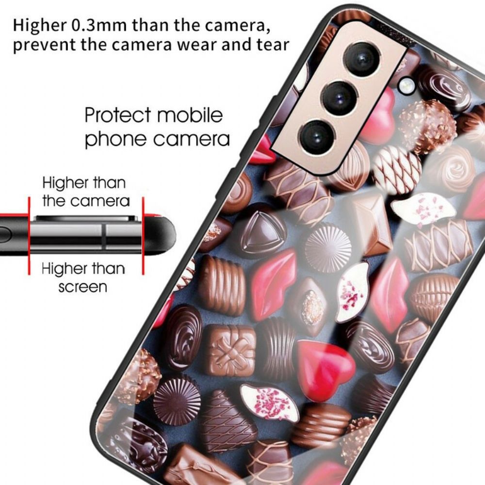 Hoesje voor Samsung Galaxy S21 FE Chocolade Gehard Glas