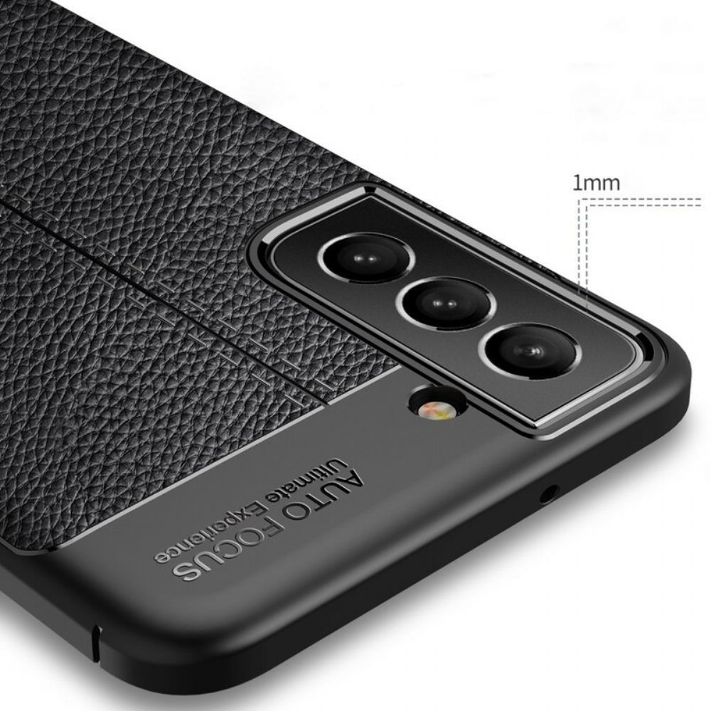 Hoesje voor Samsung Galaxy S21 FE Dubbele Lijn Litchi Leder Effect