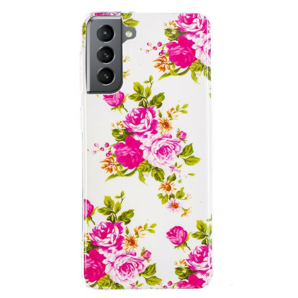 Hoesje voor Samsung Galaxy S21 FE Fluorescerende Vrijheidsbloemen