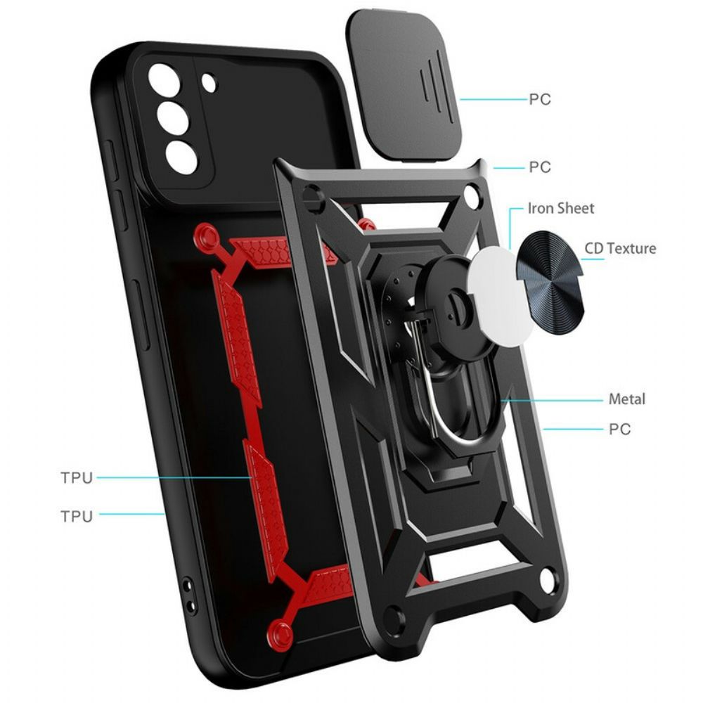 Hoesje voor Samsung Galaxy S21 FE Fotomodule En Ondersteuningsklep