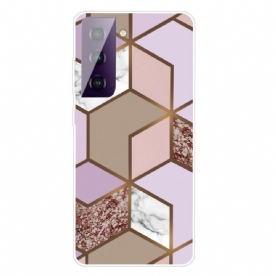 Hoesje voor Samsung Galaxy S21 FE Geometrisch Marmer