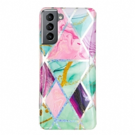 Hoesje voor Samsung Galaxy S21 FE Glitter Design Marmer