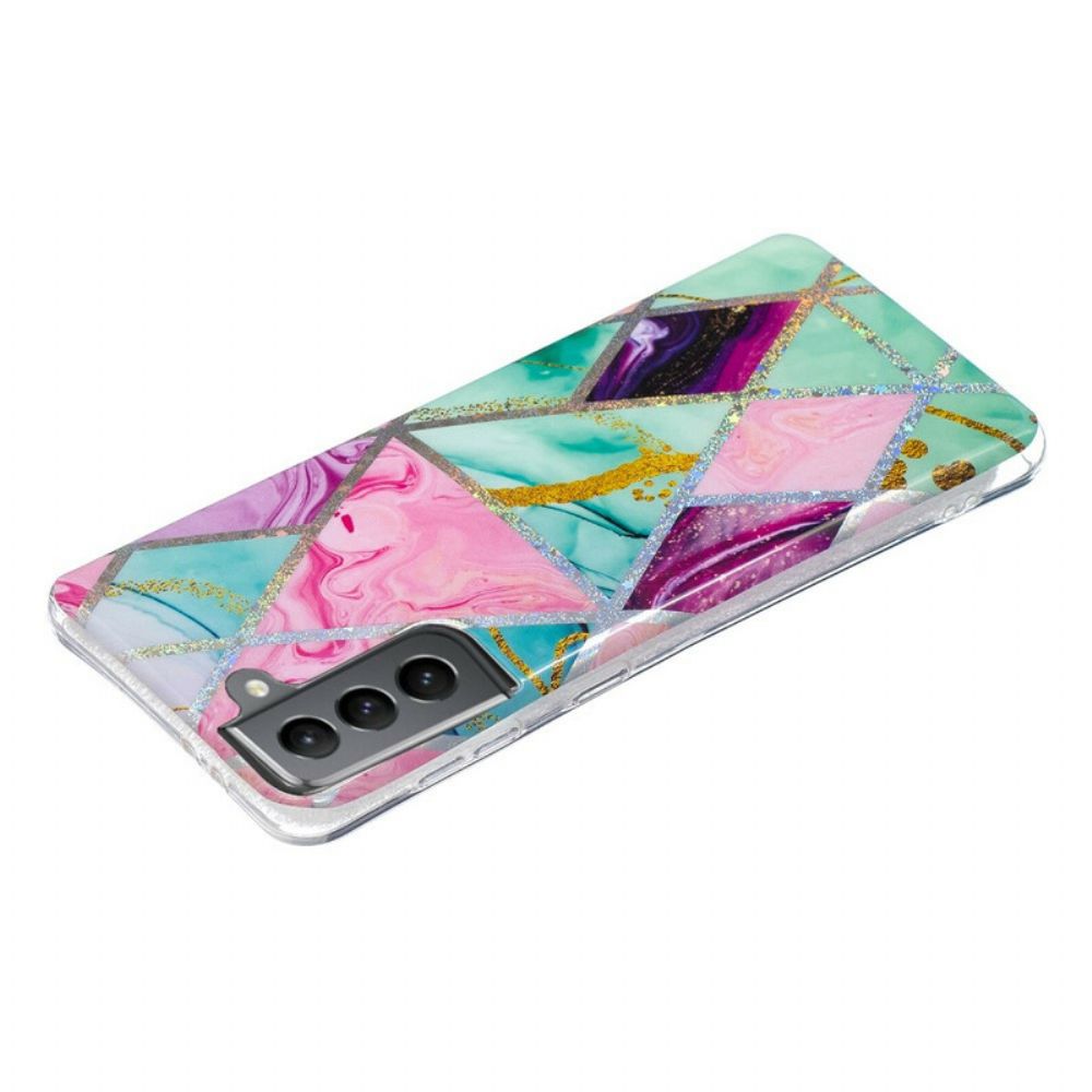 Hoesje voor Samsung Galaxy S21 FE Glitter Design Marmer