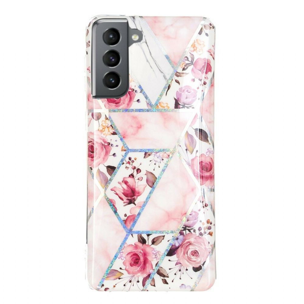 Hoesje voor Samsung Galaxy S21 FE Marmerbloemen