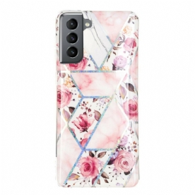 Hoesje voor Samsung Galaxy S21 FE Marmerbloemen