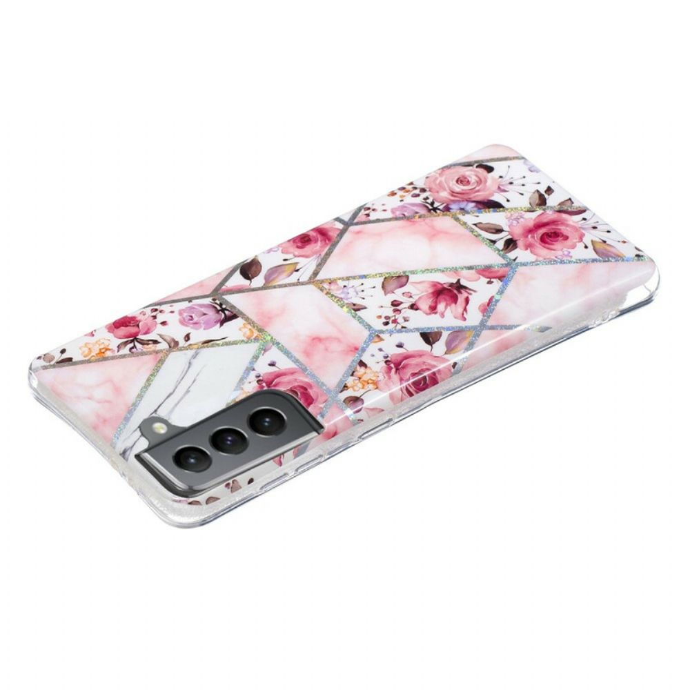 Hoesje voor Samsung Galaxy S21 FE Marmerbloemen