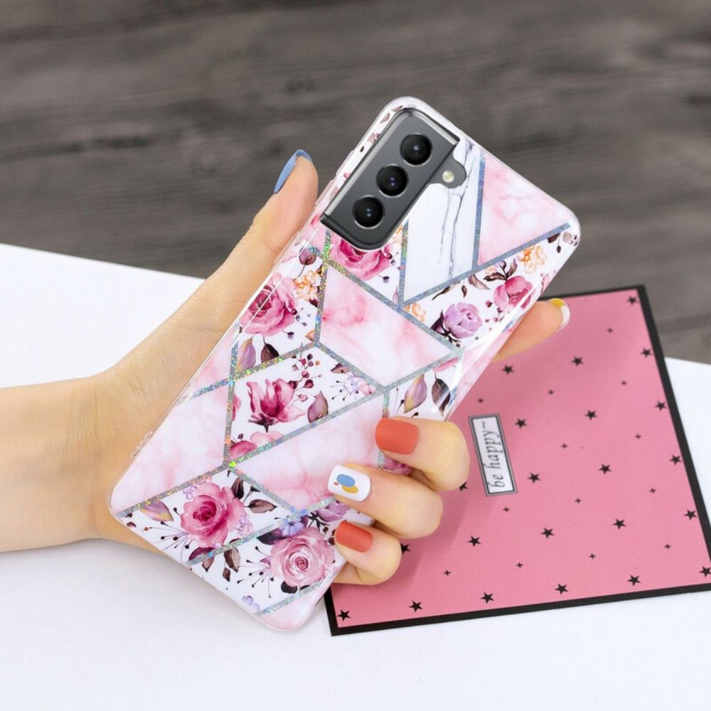 Hoesje voor Samsung Galaxy S21 FE Marmerbloemen