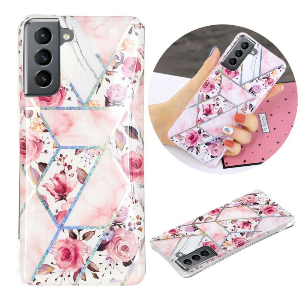 Hoesje voor Samsung Galaxy S21 FE Marmerbloemen