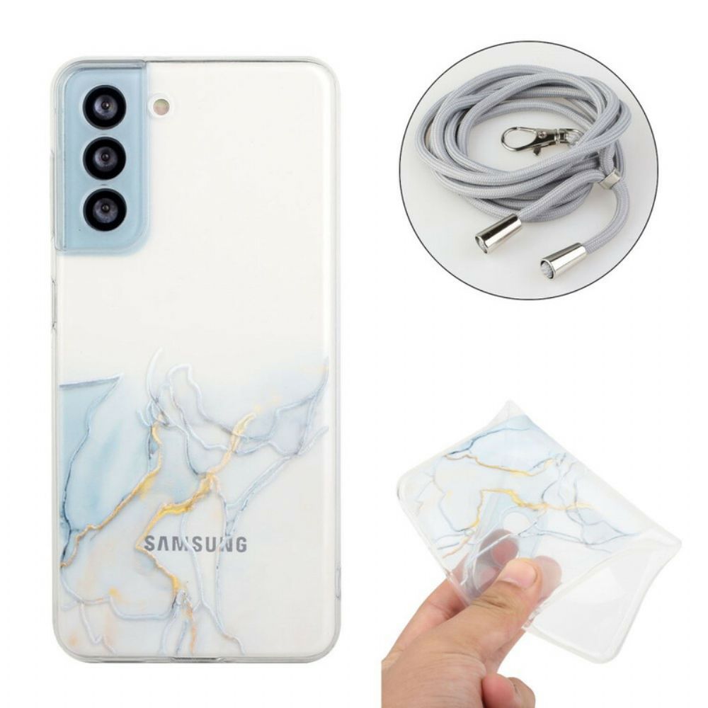 Hoesje voor Samsung Galaxy S21 FE Met Koord Met Marmeren Koord