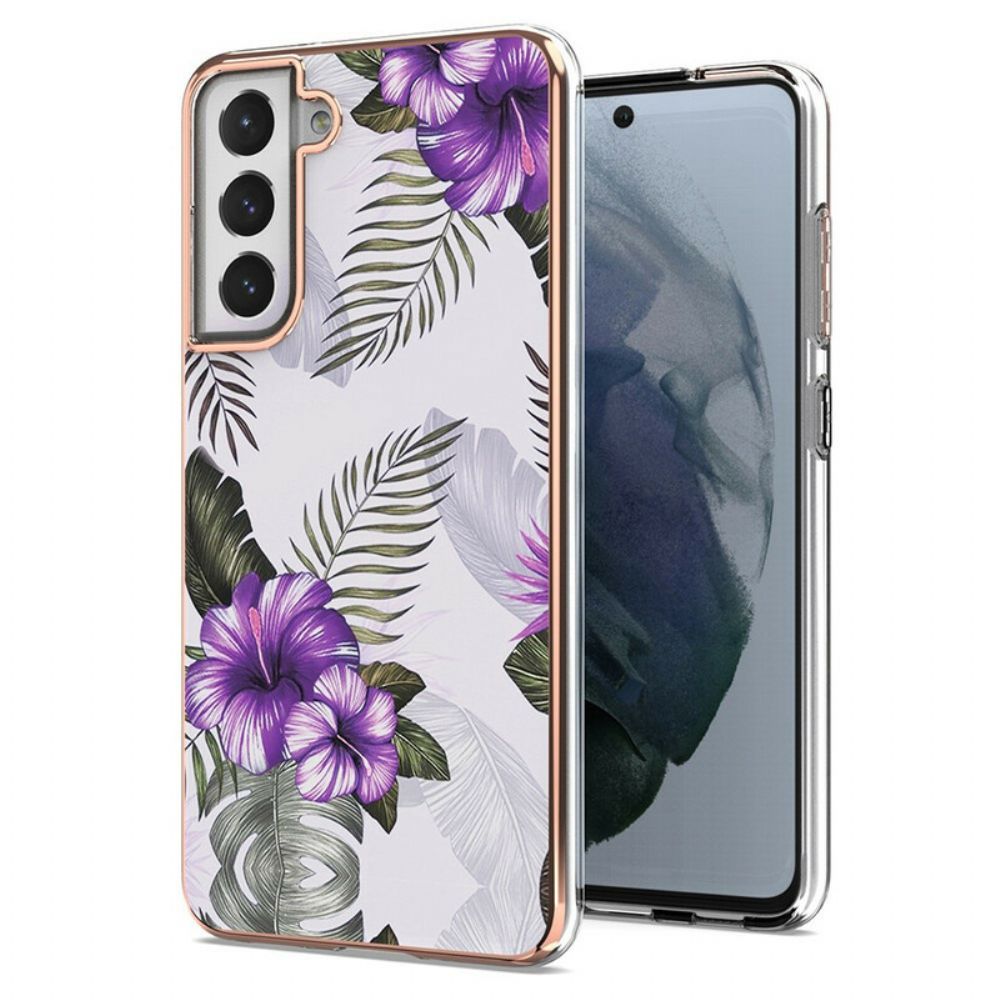 Hoesje voor Samsung Galaxy S21 FE Paarse Bloemen