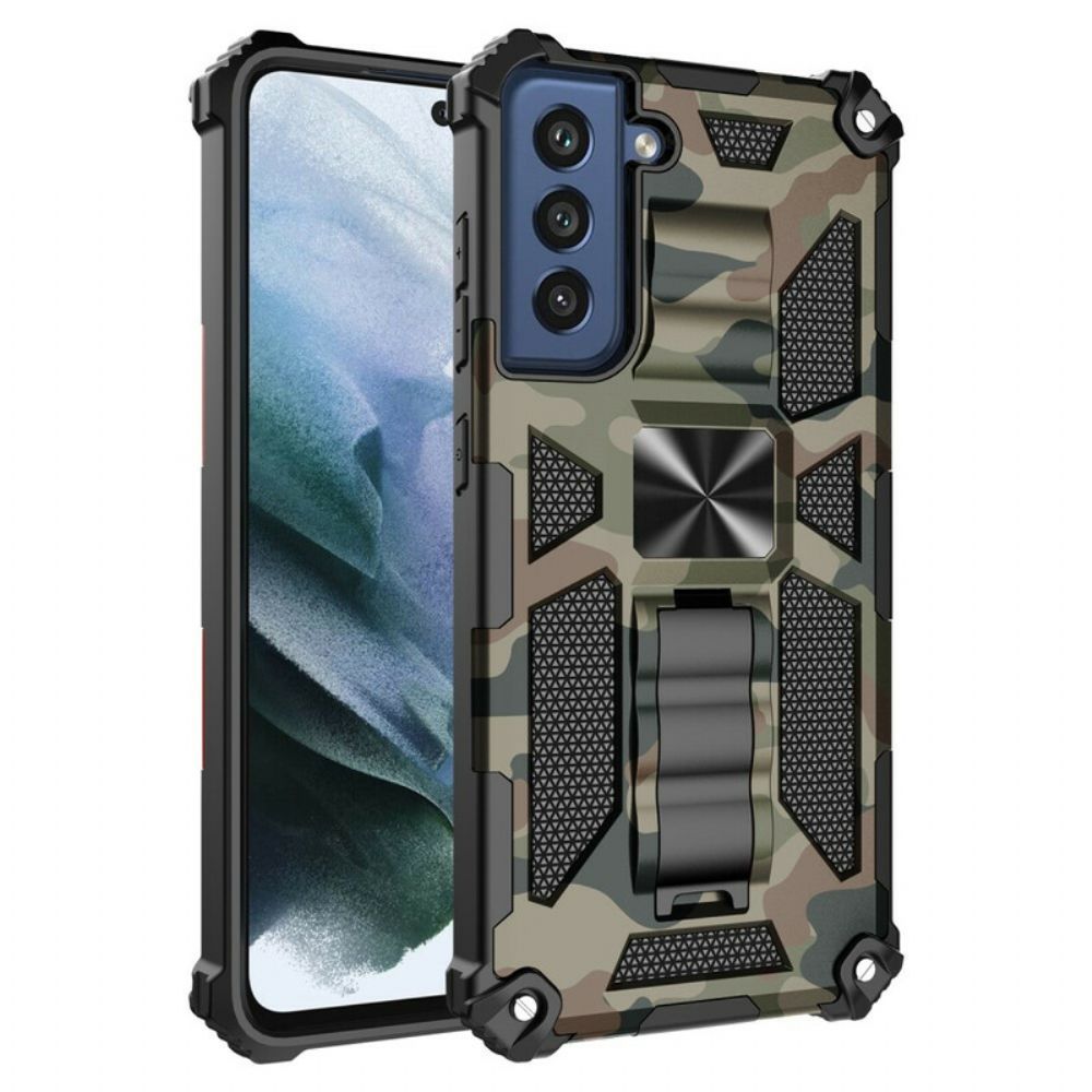 Hoesje voor Samsung Galaxy S21 FE Verwijderbare Ondersteuning Camouflage