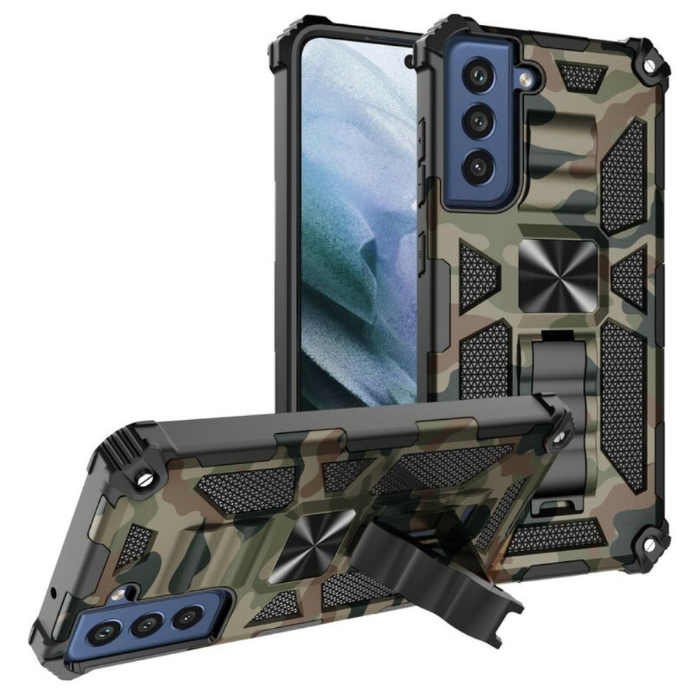 Hoesje voor Samsung Galaxy S21 FE Verwijderbare Ondersteuning Camouflage