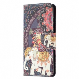 Leren Hoesje voor Samsung Galaxy S21 FE Etnische Olifantenmandala