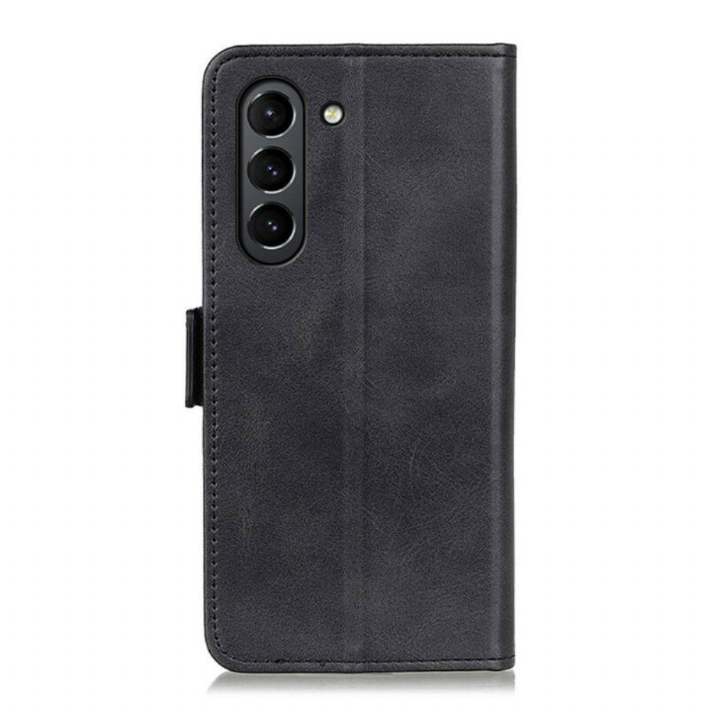 Leren Hoesje voor Samsung Galaxy S21 FE Folio-hoesje Dubbele Klep