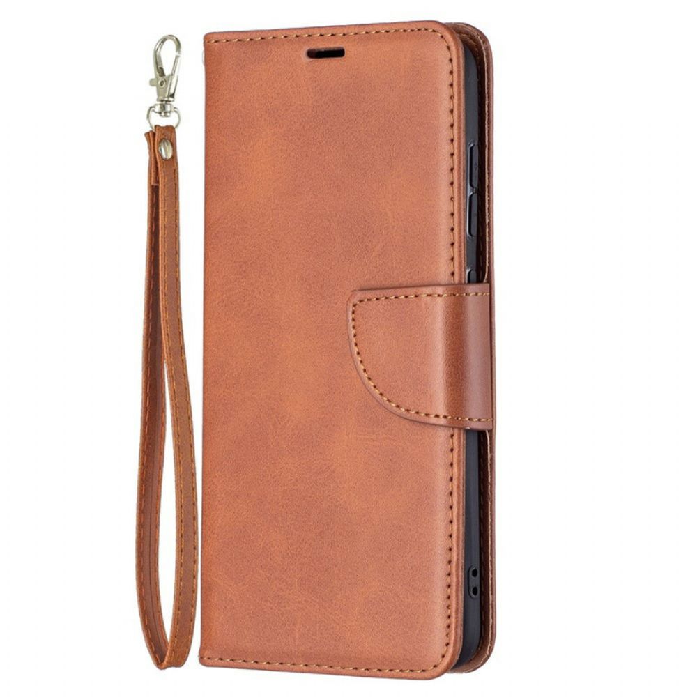 Leren Hoesje voor Samsung Galaxy S21 FE Folio-hoesje Gladde Schuine Klep