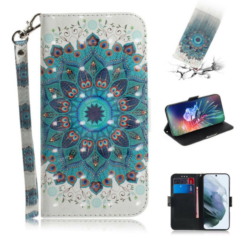 Leren Hoesje voor Samsung Galaxy S21 FE Met Ketting Meesterlijke Mandala Met Bandjes