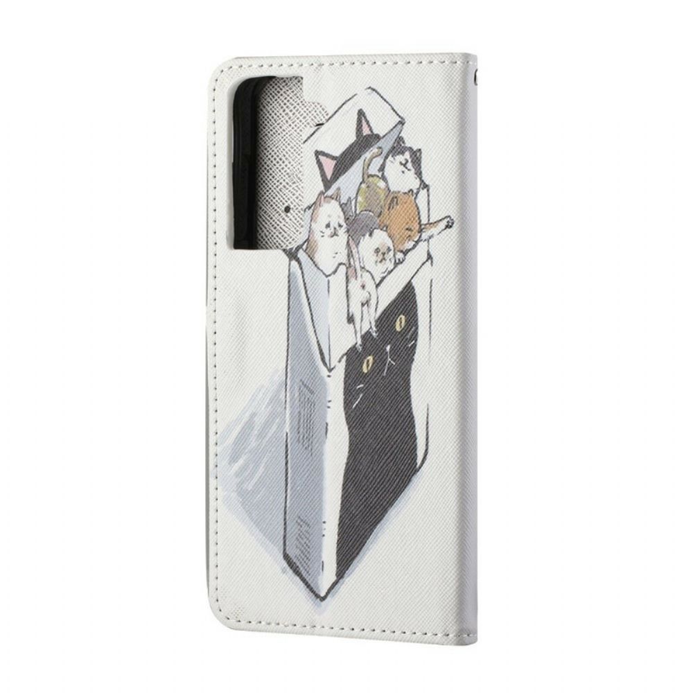 Leren Hoesje voor Samsung Galaxy S21 FE Met Ketting Thong Kat Levering