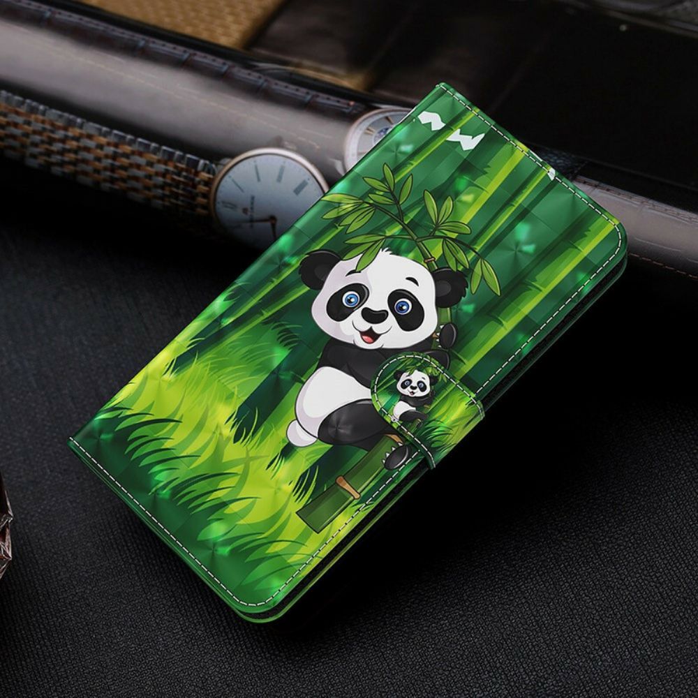 Leren Hoesje voor Samsung Galaxy S21 FE Panda En Bamboe