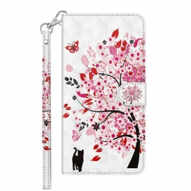 Leren Hoesje voor Samsung Galaxy S21 FE Roze Boom