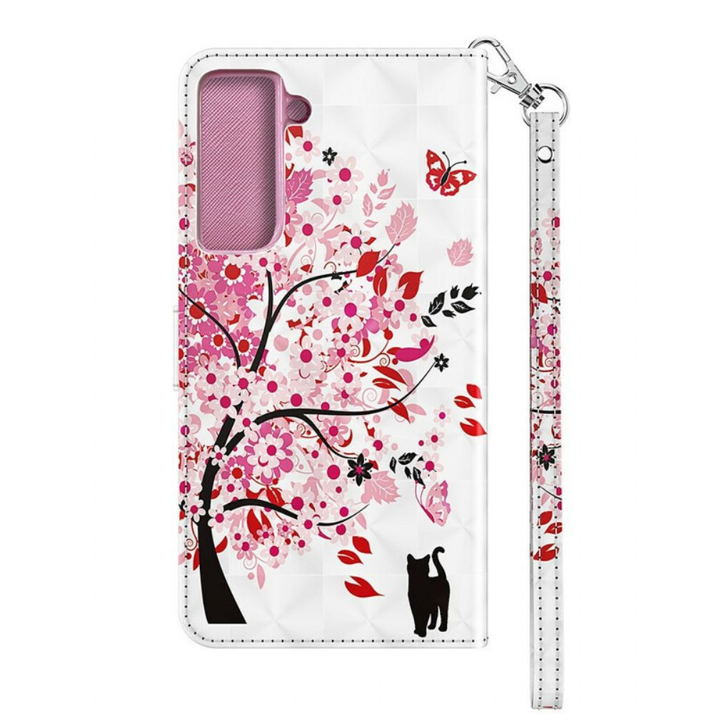 Leren Hoesje voor Samsung Galaxy S21 FE Roze Boom