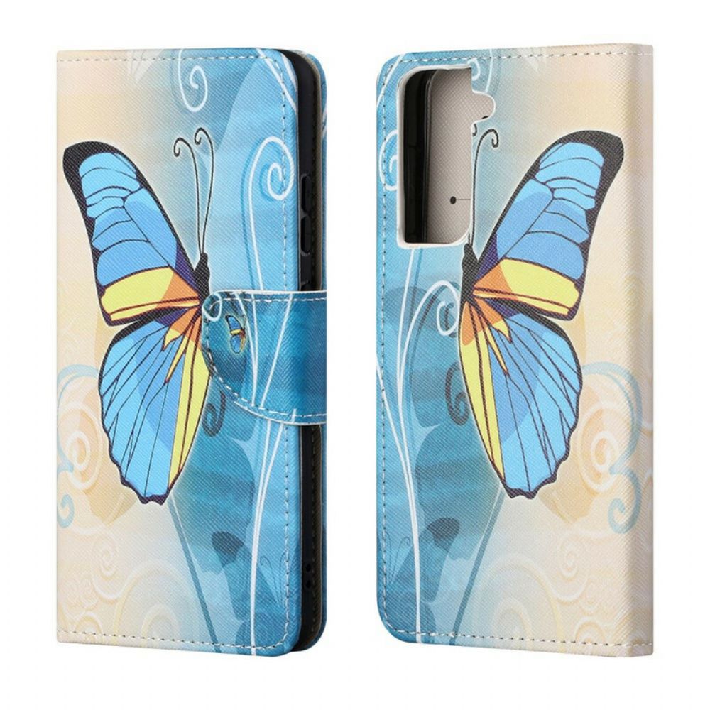 Leren Hoesje voor Samsung Galaxy S21 FE Vlinders