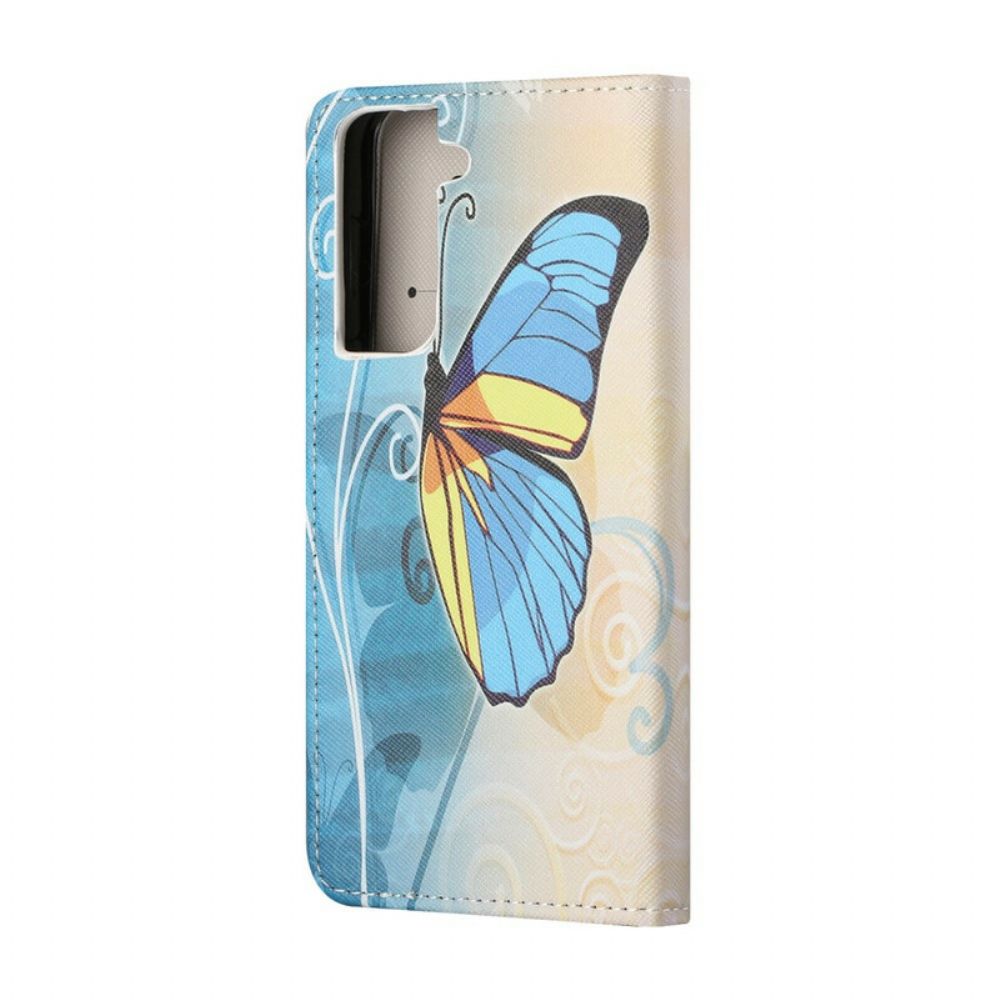 Leren Hoesje voor Samsung Galaxy S21 FE Vlinders