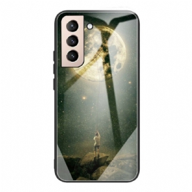 Telefoonhoesje voor Samsung Galaxy S21 FE Moon Man Gehard Glas