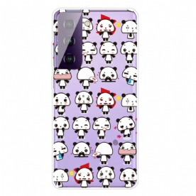 Telefoonhoesje voor Samsung Galaxy S21 FE Transparante Grappige Panda's