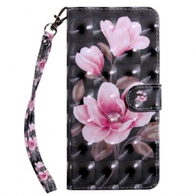 Folio-hoesje voor iPhone 15 Pro Max Met Ketting Band Bloemen