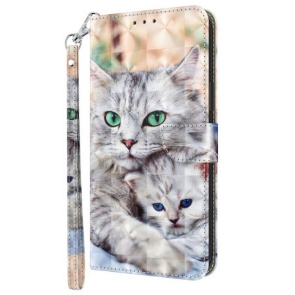 Folio-hoesje voor iPhone 15 Pro Max Met Ketting Zachte String Katten