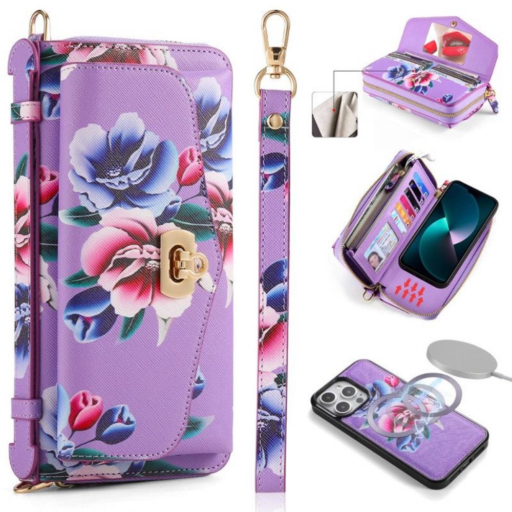 Hoesje Leren Hoesje voor iPhone 15 Pro Max Compleet Accessoire Met Afneembare Schaal