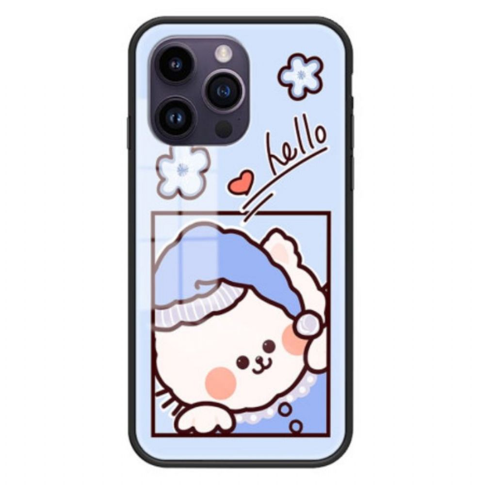 Hoesje voor iPhone 15 Pro Max Blauw Cat Gehard Glas