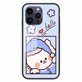 Hoesje voor iPhone 15 Pro Max Blauw Cat Gehard Glas