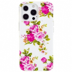 Hoesje voor iPhone 15 Pro Max Fluorescerende Bloemen