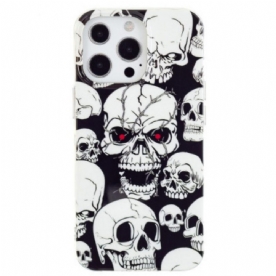 Hoesje voor iPhone 15 Pro Max Fluorescerende Schedels