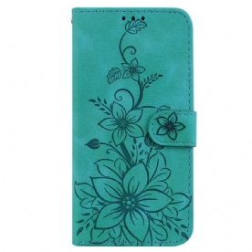 Leren Hoesje voor iPhone 15 Pro Max Met Ketting Bloemenband