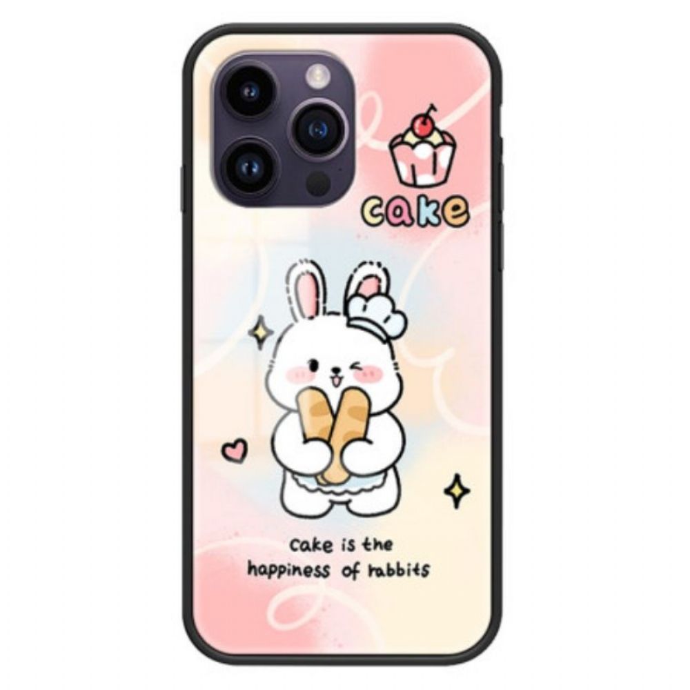 Telefoonhoesje voor iPhone 15 Pro Max Happy Rabbit Gehard Glas