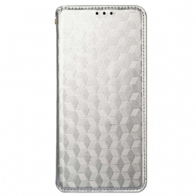 Bescherming Hoesje voor Poco M5 Folio-hoesje 3d Kubus Leereffect